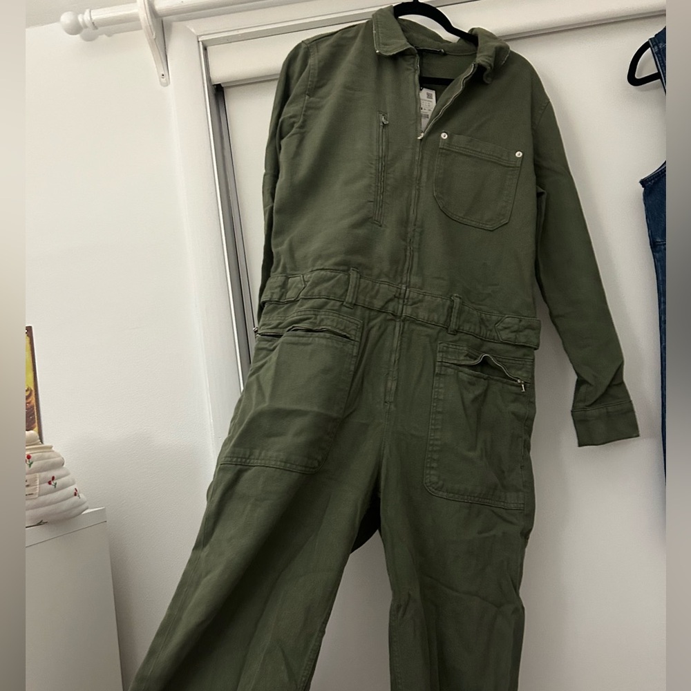 Zara Olive Green Women's Utility Jumpsuit - Picture 4 of 7
